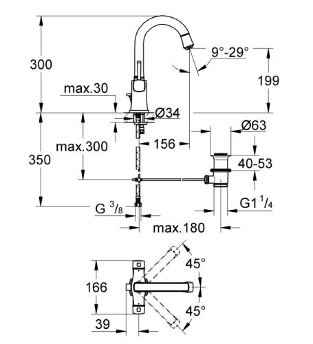 Grohe Lavabo Bataryası Grandera L-Boyut Krom/Altın- 21107IG0 - Thumbnail