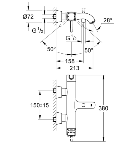 Grohe Banyo Bataryası Grandera Krom/Altın - 23317IG0 - Thumbnail