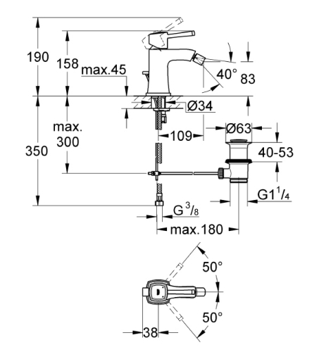 Grohe Bide Bataryası Grandera Krom/Altın - 23315IG0 - Thumbnail