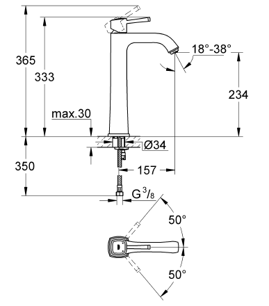 Grohe Çanak Lavabo Bataryası Grandera Krom/Altın - 23313IG0 - Thumbnail