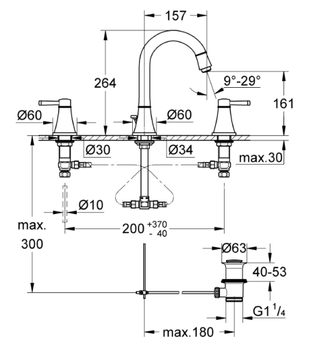 Grohe Lavabo Bataryası 3 Delikli Grandera Krom/Altın - 20389IG0 - Thumbnail