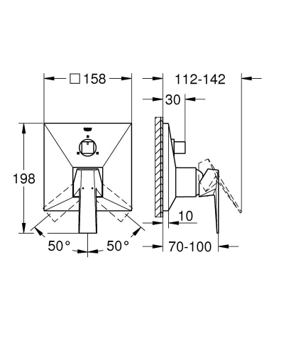 Grohe Allure Brilliant Ankastre Banyo Duş Bataryası 3 çıkışlı divertörlü- 24099000 - Thumbnail