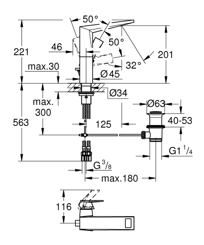 Grohe Allure Brilliant Lavabo Bataryası L Boyut - 24344000 - Thumbnail