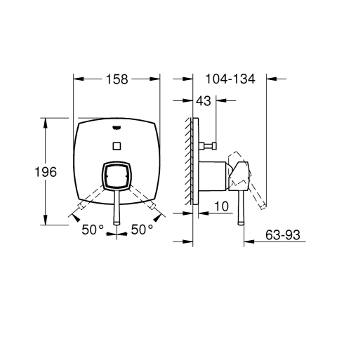 Grohe Ankastre Banyo Bataryası 2 Çık. Grandera Kr/Altın- 24068IG0 - Thumbnail