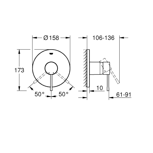 Grohe Ankastre Duş Bataryası 1 Çık. Essence Brushed Cool Sunrise - 24057GN1 - Thumbnail