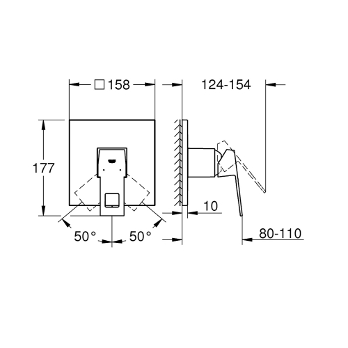 Grohe Ankastre Duş Bataryası 1 Çıkışlı Eurocube Krom - 24061000 - Thumbnail