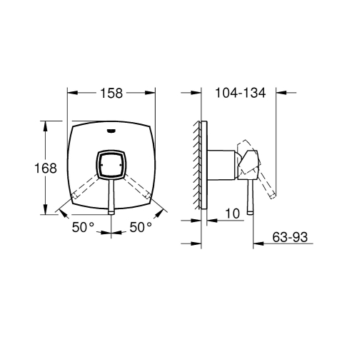 Grohe Ankastre Duş Bataryası 1 Çıkışlı Grandera Krom - 24067000 - Thumbnail