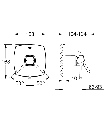 Grohe Ankastre Duş Bataryası 1 Çıkışlı Grandera Krom - 24067000 - Thumbnail