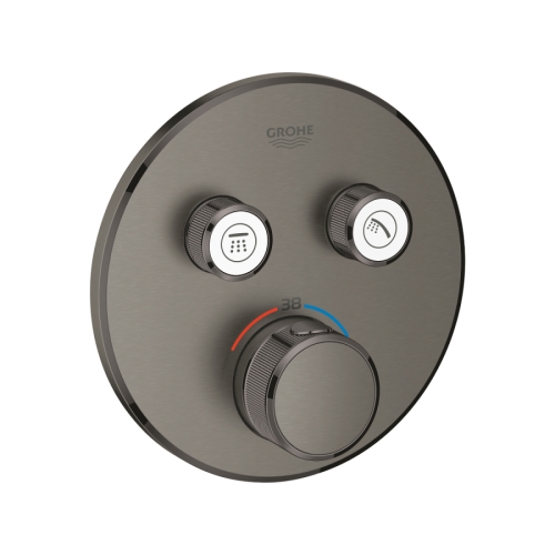 Grohe Grohtherm Smartcontrol Çift Valfli Akış Kontrollü, Ankastre Termostatik Duş Bataryası Brushed Hard Graphite - 29119AL0 - Thumbnail