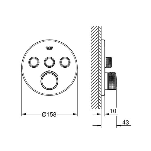 Grohe Ankastre Term. Banyo Bat. 1 Çık. SC Brushed Cool Sunrise - 29118GN0 - Thumbnail