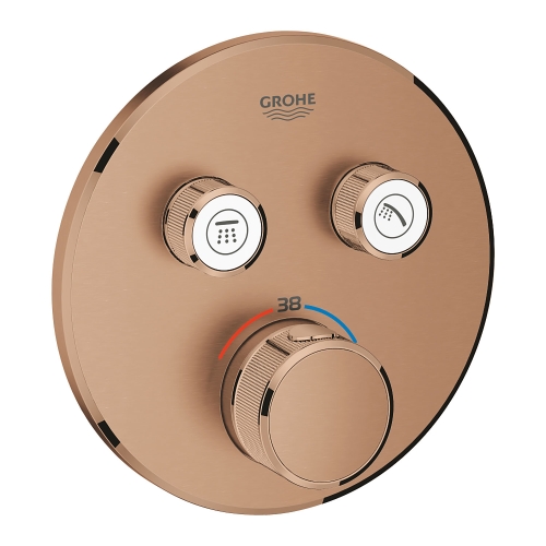 Grohe Grohtherm Smartcontrol Çift Valfli Akış Kontrollü, Ankastre Termostatik Duş Bataryası Brushed Warm Sunset - 29119DL0 - Thumbnail