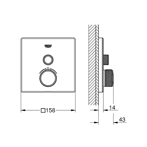 Grohe Ankastre Term. Banyo Bat. 1 Çık. S.Control Beyaz - 29153LS0 - Thumbnail