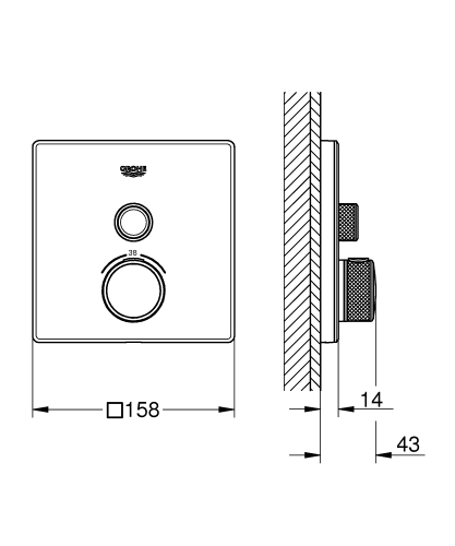 Grohe Ankastre Term. Banyo Bat. 1 Çık. S.Control Beyaz - 29153LS0 - Thumbnail