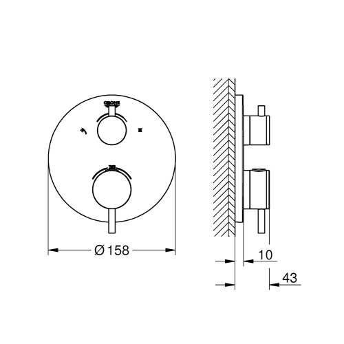 Grohe Ankastre Term. Banyo Bat. 2 Çık. Atrio Brushed Hard Graphite - 24135AL3 - Thumbnail