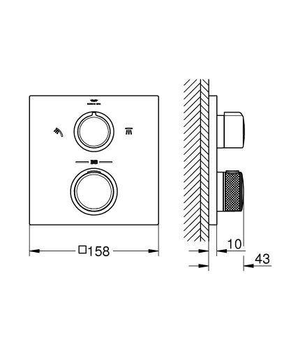 Grohe Ankastre Termostatik Banyo Bataryası 2 Çıkışlı Allure Br. Cool Sunrise - 29181GN2 - Thumbnail