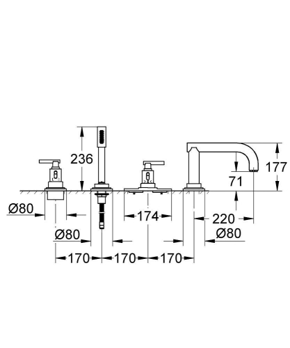 Grohe Atrio Termostatik Küvet Bataryası - 19142000 - Thumbnail