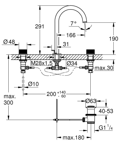 Grohe Atrio Private Collection 3 Delikli Lavabo Bataryası L Boyut - 20595000 - Thumbnail