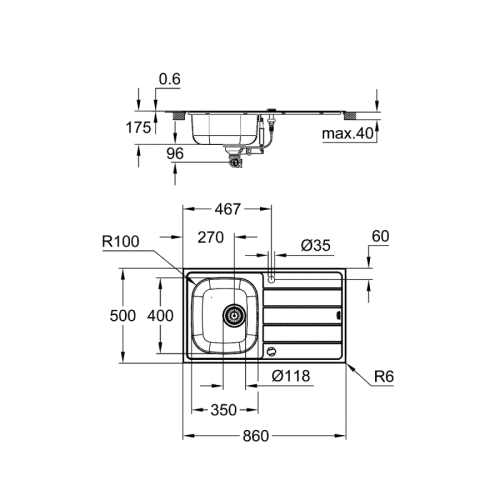 Grohe Bau Eviye Paslanmaz Çelik ve Batarya Krom Seti - 31562SD1 - Thumbnail