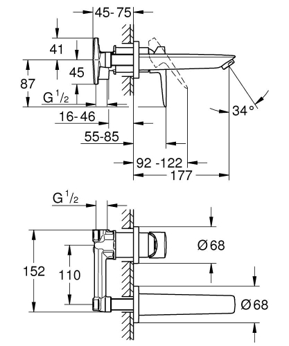 Grohe Bauedge İki Delikli Lavabo Bataryası 20474001 - Thumbnail