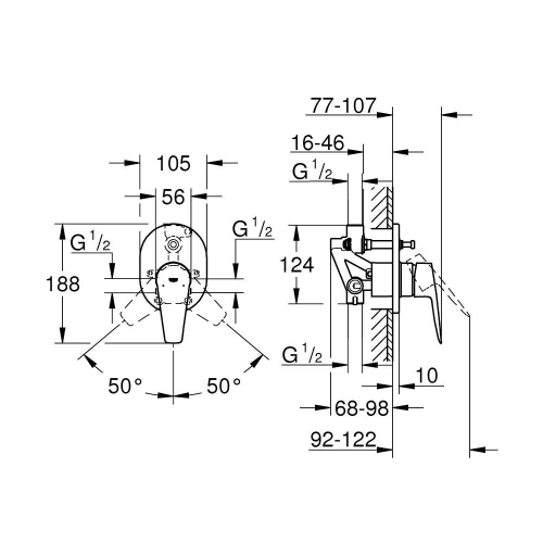 Grohe Bauedge Tek Kumandalı Banyo Bataryası 29039001 - Thumbnail