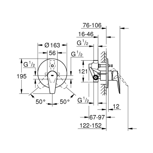 Grohe Bauedge Tek Kumandalı Banyo Bataryası 29079001 - Thumbnail