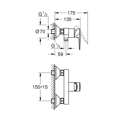 Grohe Bauedge Tek Kumandalı Duş Bataryası 23636001 - Thumbnail