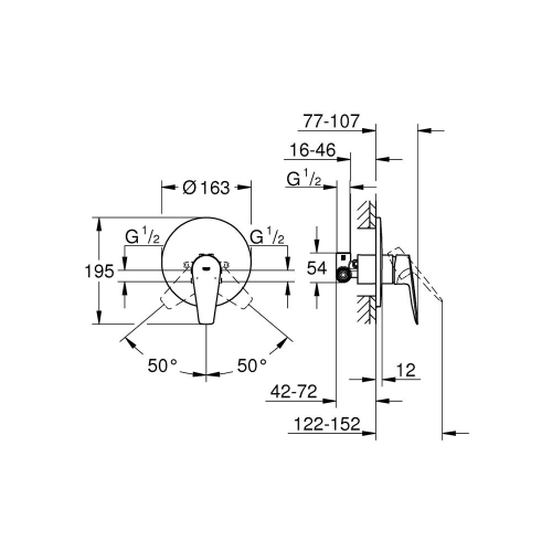 Grohe Bauedge Tek Kumandalı Duş Bataryası - 29078001 - Thumbnail