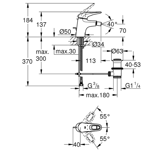 Grohe Bide Bataryası Plus Krom - 33565003 - Thumbnail