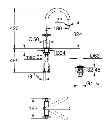 Grohe Çanak Lavabo Bataryası Atrio Brushed Hard Graphite - 21044AL3 - Thumbnail