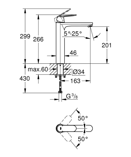 Grohe Çanak Lavabo Bataryası Eurocosmo XL Boyut Krom - 23921000 - Thumbnail