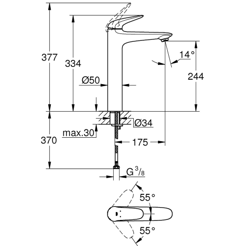 Grohe Çanak Lavabo Bataryası Eurostyle XL Boyut Krom - 23719003 - Thumbnail