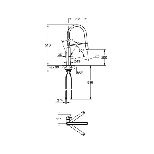 Grohe Concetto Professional Tek Kumandalı Eviye Bataryası SuperSteel - 31491DC0 - Thumbnail