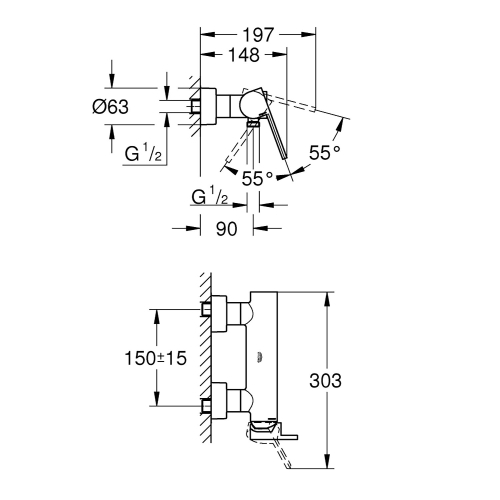 Grohe Duş Bataryası Plus Krom - 33577003 - Thumbnail