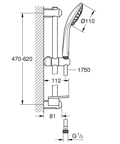 Grohe Duş Seti 2 Akışlı Euphoria Krom - 27230001 - Thumbnail