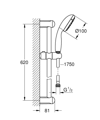 Grohe Duş Seti 2 Akışlı Tempesta Krom - 2759810E - Thumbnail