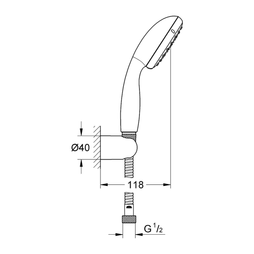 Grohe El Duş ve Askı Seti Tempesta Krom - 2780310E - Thumbnail