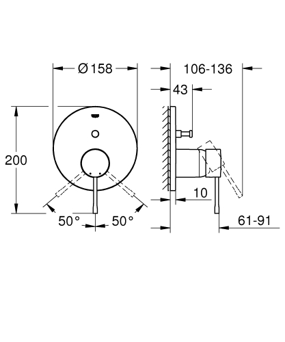 Grohe Essence Ankastre Banyo/Duş Bataryası Brushed Hard Graphite - 24167AL1 - Thumbnail