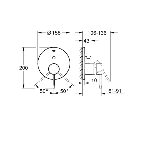 Grohe Essence Ankastre Banyo Duş Bataryası 2 Çıkışlı Divertörlü - 24167001 - Thumbnail