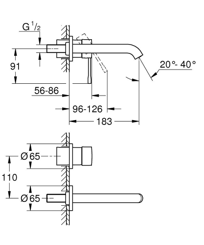 Grohe Essence İki Delikli Lavabo Bataryası M Boyut Hard Graphite - 29192A01 - Thumbnail