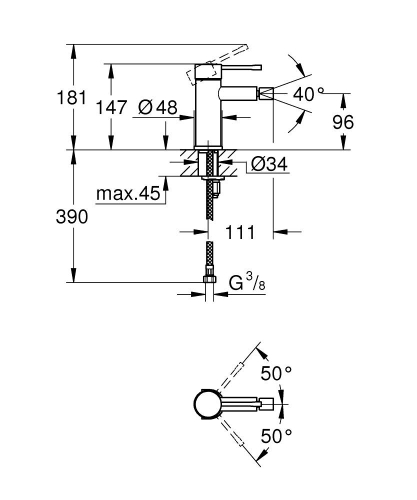 Grohe Essence New Tek Kumandalı Bide Bataryası S-Boyut Mat Siyah - 24395KF1 - Thumbnail