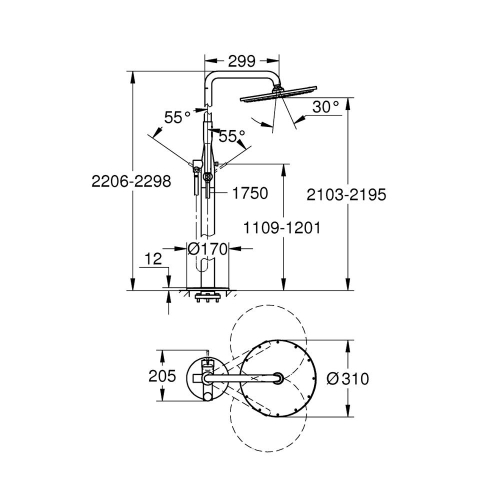 Grohe Essence Tek Kollu Ayaklı Duş Sistemi - 23741001 - Thumbnail