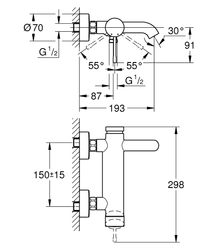 Grohe Essence Tek Kumandalı Banyo Bataryası - 25250001 - Thumbnail