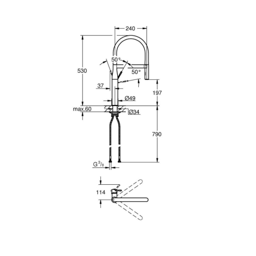 Grohe Essence Tek Kumandalı Eviye Bataryası Brushed Hard Graphite - 30294AL0 - Thumbnail