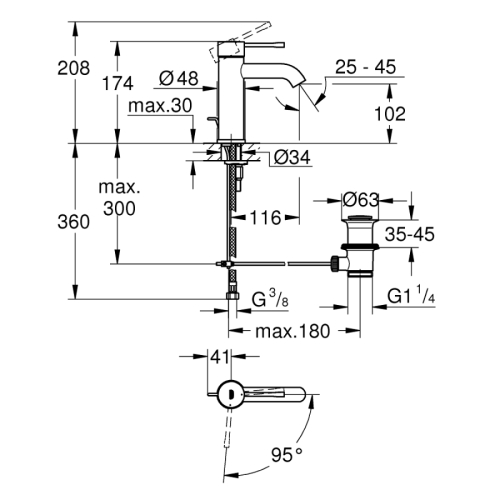 Grohe Essence Tek Kumandalı Lavabo Bataryası 1/2'' S Boyut Krom – 24180001 - Thumbnail