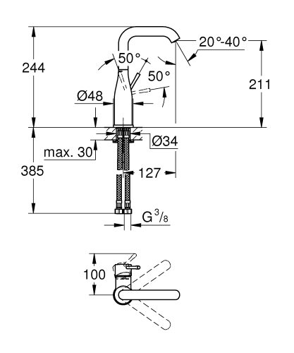 Grohe Essence Tek Kumandalı Lavabo Bataryası L - 24177001 - Thumbnail