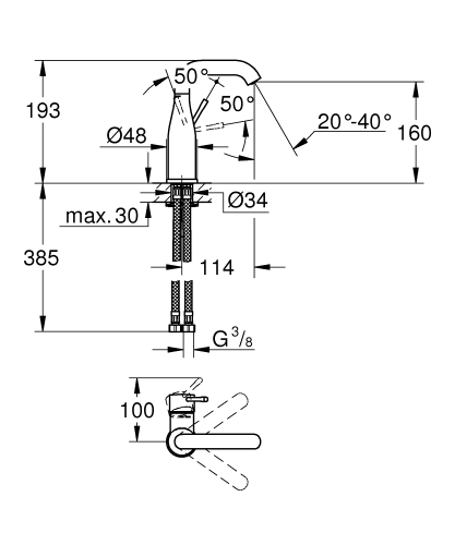 Grohe Essence Tek Kumandalı Lavabo Bataryası M - 24176001 - Thumbnail