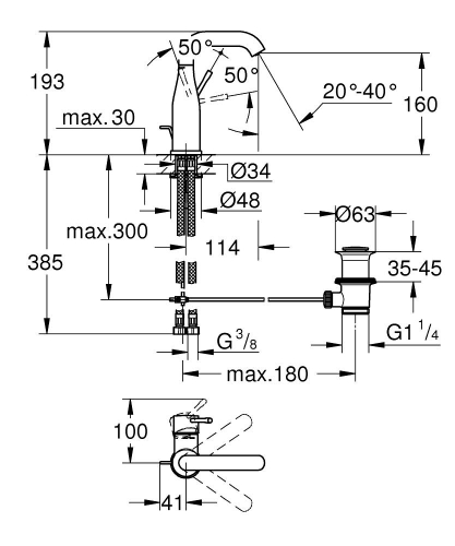 Grohe Essence Tek Kumandalı Lavabo Bataryası M Boyut - 24173AL1 - Thumbnail