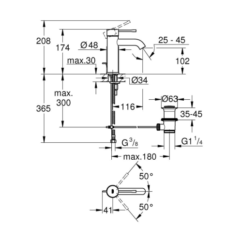 Grohe Essence Tek Kumandalı Lavabo Bataryası S Hard Graphite - 24171A01 - Thumbnail