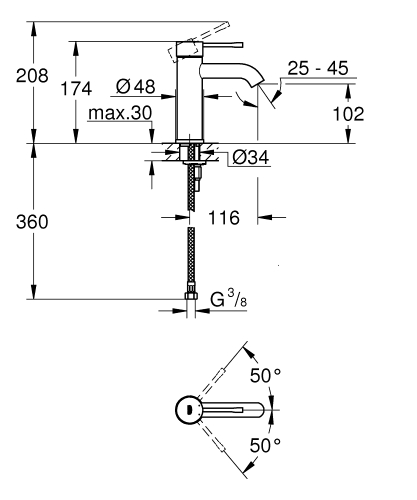 Grohe Essence Tek Kumandalı Lavabo Bataryası SuperSteel - 24172DC1 - Thumbnail