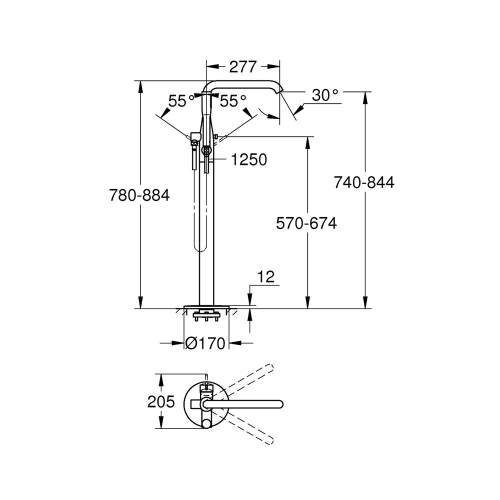 Grohe Essence Yerden Küvet Bataryası Warm Sunset - 23491DA1 - Thumbnail